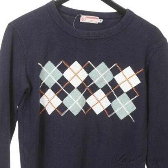 BAPE A Bathing Ape Woman Blue Thermal Sweater Argyle Japan M Streetwear RARE - Picture 2 of 5